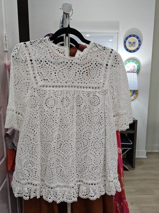 Zimmermann Tops - Zimmermann White Eyelet Lace Top with Scalloped Trim